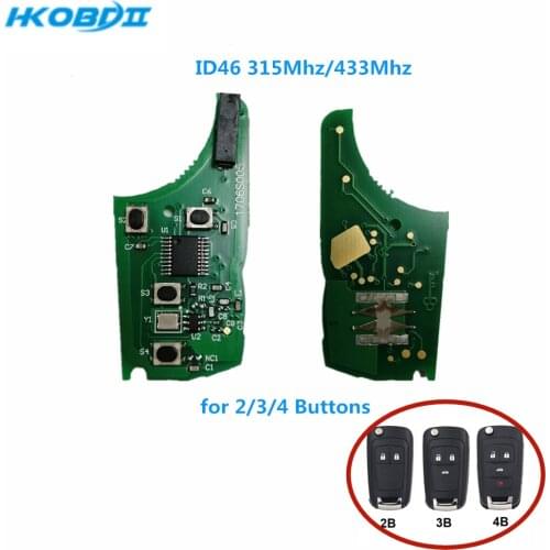 HKOBDII 315/433Mhz ID46 Chip Car Key Remote Circuit Board for Chevrolet Cruze Malibu Aveo Spark Sail For Opel 2/3/4 Buttons