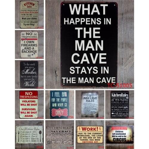 What Happens In The Man Cave Stays In The Man Cave Vintage Signs Metal Kitchen Rules I Feel Bad Crazy Bar Popular Tin Decorative