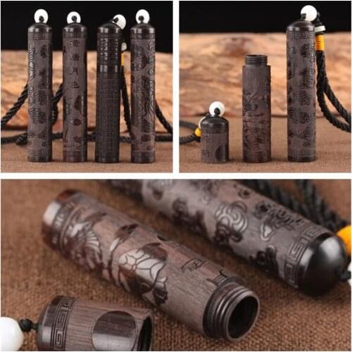 Vintage Traditional Chinese Style Black Sandalwood Handmade Exquisite Carving Toothpick Holder Creative Household Toothpick Box