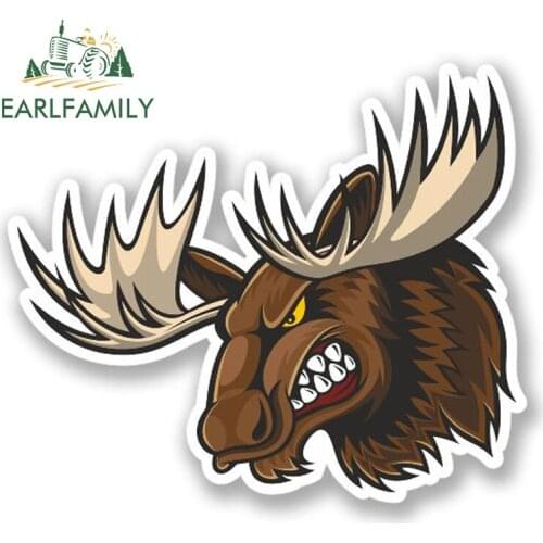 EARLFAMILY 13cm x 8cm Car Sticker Angry Bighorn Deer Decal Funny Car Styling Cartoon Animal Vinyl Decal Graphic