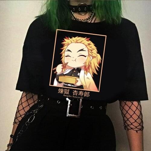Demon Slayer Anime Harajuku T Shirt Rengoku Kyoujurou Graphic Kimetsu No Yaiba T Shirt Tops