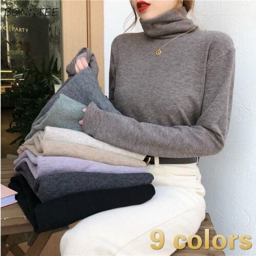 Long Sleeve T-shirts Women Warm Plus Velvet Thicker Ins Pure All-match Oversize 3XL Harajuku Turtleneck Vintage Retro Teens Top