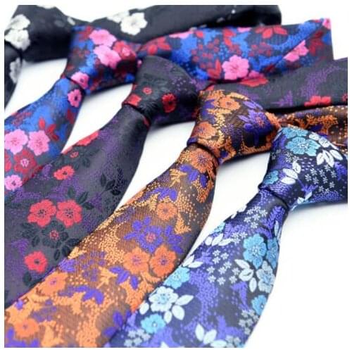 7cm Mens Ties Korean Causal Ties for Men Narrow Embroidery 1200Needle Marry Business Necktie Polyester Pattern Of FlowerTie