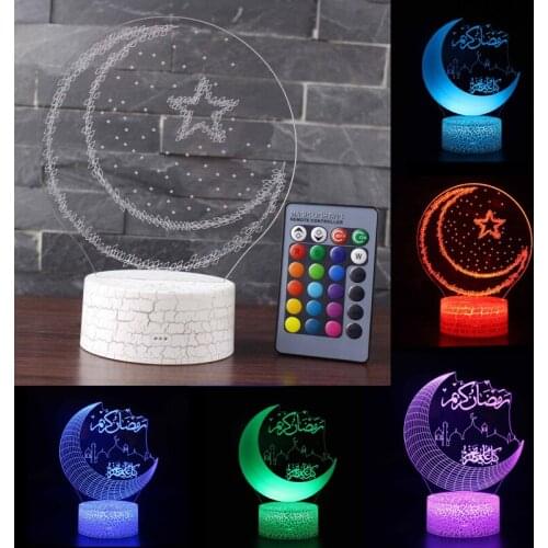 EID Muslim LED Lights Lamp For Home Desktop Lights Moon Stars 16 Color Remote Control Colorful Lamp Islamic Eid Mubarak Ramadan