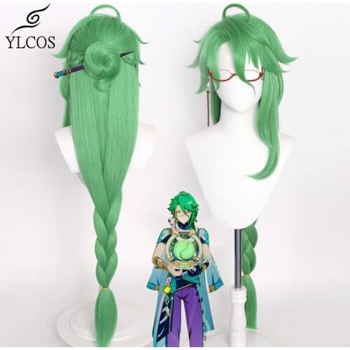 Game Genshin Impact Bai Shu Cosplay Wig Halloween Party For Unisex Women Girls