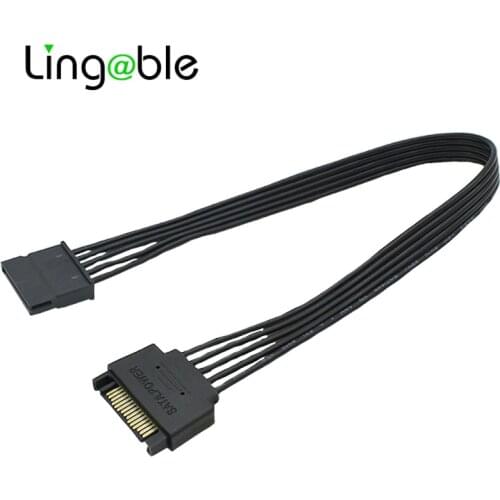 Lingable SATA 15Pin Male to 15P Female Power Extension Cable HDD SSD Power Supply Cable SATA Power Cable 30CM