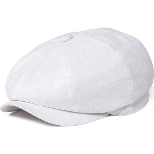 BOTVELA Newsboy Cap for Men 100% Linen Gentlemen Bakerboy Caps Lightweight Breathable Linen Flat Hat Apple Beret Hats