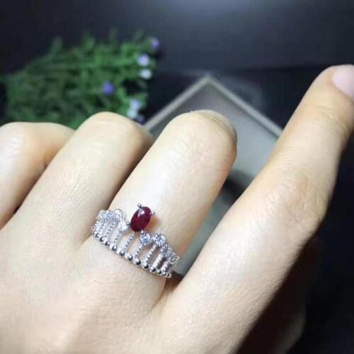 Natural Pigeon Blood Ruby Crown shape Ring Real 925 Silver Fine Fashion Charming Wedding Jewelry for Women Free Shipping