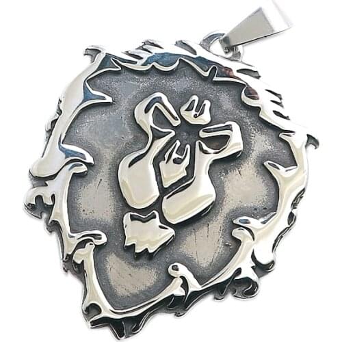 Newest Mens Boys 316L Stainless Steel Cool Big Polishing World of Warcraft WOW Dota Pendant For Gift