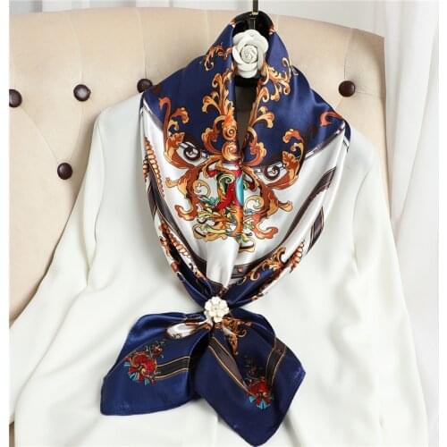 Square Scarf Women Luxury Headband On The Head Wraps Silk Shawl Satin Hijab Neckerchief Female Hair Bands 2021 Ladies Bandana