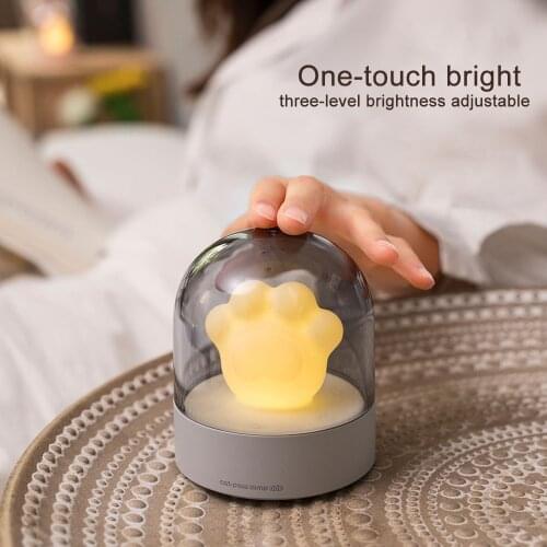 Cat Paw Lamp Cat Claw Night Light with Music 3 Brightness Levels USB Rechargeable