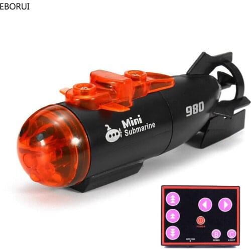EBORUI RC Boat Micro Radio Remote Control RC Submarine Ship Boat With LED Light Toy Gift for Kids