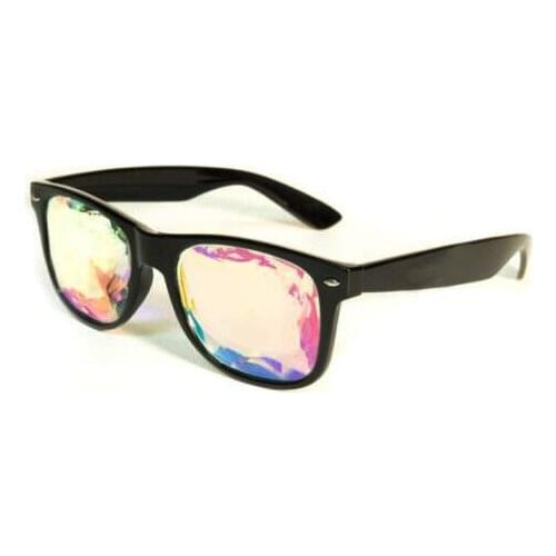 Fashion black frame kaleidoscope glasses with prism glass lens