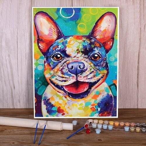 Animal Dog Terrier Painting By Numbers Kit Acrylic Paints 50*70 Paiting By Numbers Decoration For Adults Handicraft Art