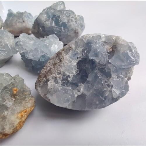 Natural Raw Stone Celestine Cluster Stone Mineral Specimens Home Decor Blue Celestite Crystal Stone