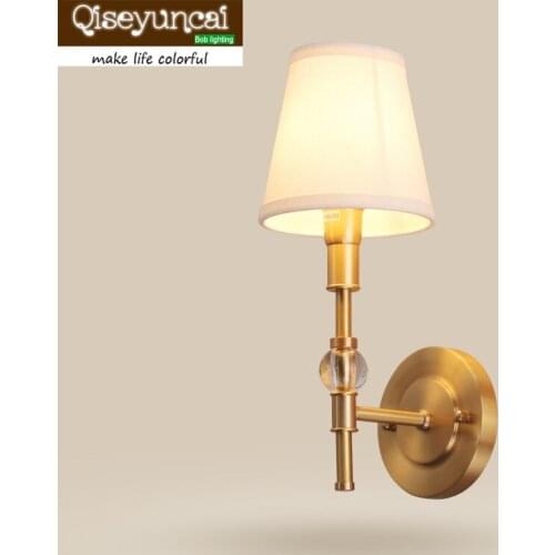 2017 new American country full of copper crystal single head lamp living room bedroom corridor aisle wall lamp