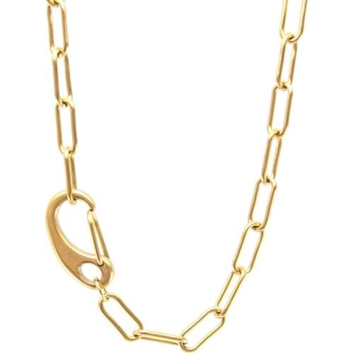 Punk Necklace Women Men Heavy Duty Chain Stainless Steel Big Lobster Clasp Long Cable Gold color Basic Choker Collier Collar