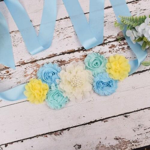 Pastel Color Flower Sash Maternity sash Pregnancy belly belt Baby Shower party Photo Prop Wedding Bride Floral Sash