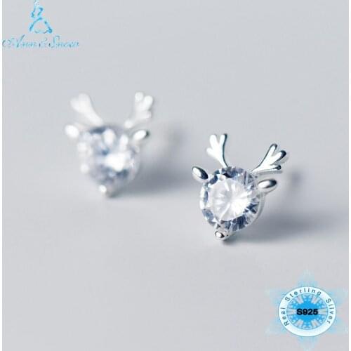 Christmas 2018 925 Sterling Silver Earrings With Stone Antlers Fashion Fine Jewelry Stud Earrings Earings Gifts For Women