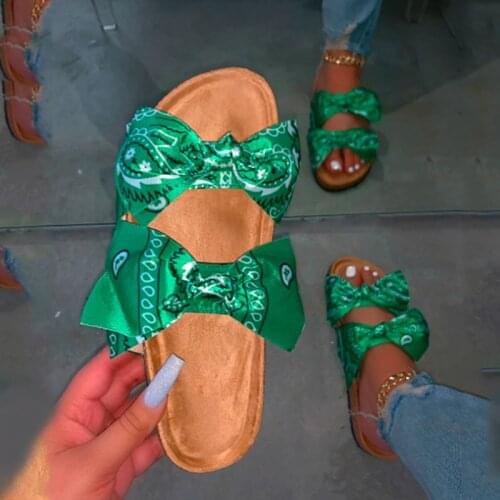 Womens Summer Fashion Bow Slides New Flat Sexy Butterfly-Knot Slippers Ladies Outside Casual Home Sandals