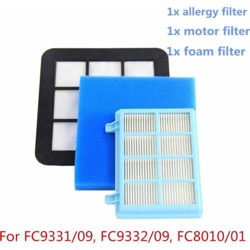 3pcs/set Replacement Washable Motor Foam Filter For Philips Power Pro Compact FC9331/09FC9332/09 FC8010/01 Vacuum Cleaner Parts