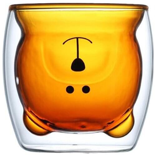 Glass Cartoon Coffee Mugs Heat-resistan Double Wall Glass Tea Cup Creative Gift Drinkware Milk Cup