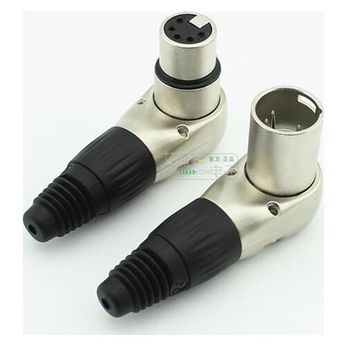 YONGSHENG Corner type right angle elbow 5-pin five core cannon plug balanced XLR connector YS1875 YS1865 Male/Female