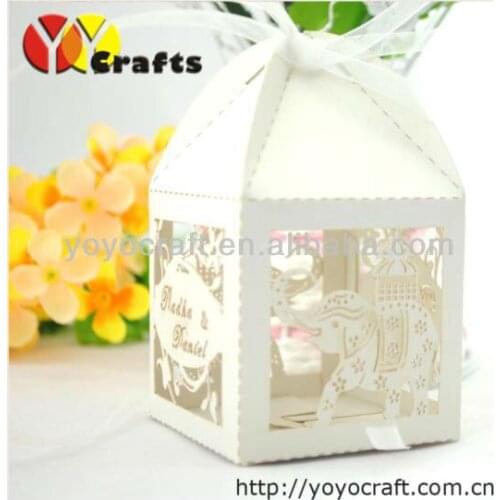 For sale!!laser cut wedding box elephant shape with free ribbon