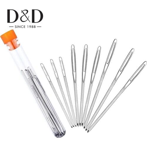 9Pcs Large Eye Sewing Needles Stainless Steel Knitting Needles Embroidery Cross Stitch Knitting Yarn Wool Needles Sewing Tool