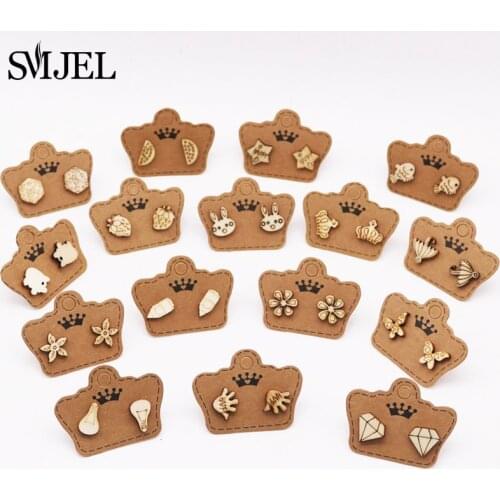 SMJEL Cute Small Wood Earrings for Women Diomand Star Animal Stud Earrings 2019 Pendientes Ear Jewelry Girls boucle d'oreille
