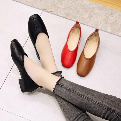 2021 Spring New Fashion Womens Single Shoes Shallow Mouth Set Foot One Foot Comfortable Square Toe Flat Shoes Trend