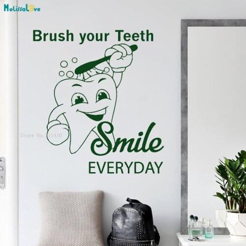 Teeth Quote Wall Decals Bathroom Decor Dentist Smile Everyday Vinyl Art Murals Heath Care Quote Poster Self-adhesive YT2102