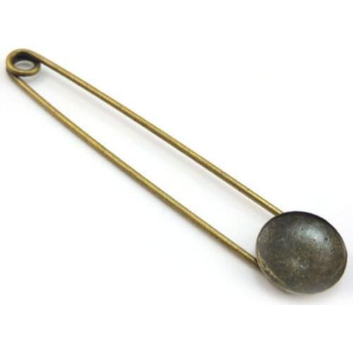 10 pcs / Lot 70mm Large Oversized Metal Rust Safety Pins Round Pin Back Brooch