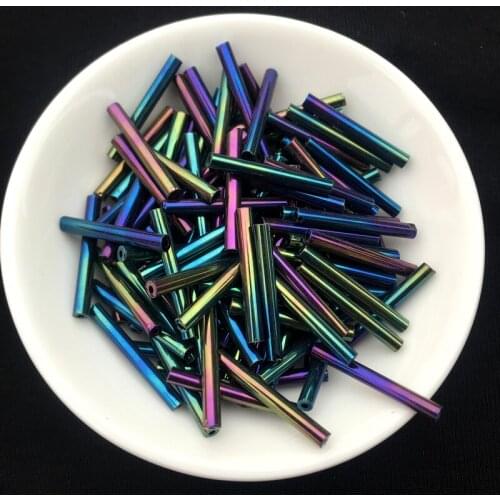 100Pcs/Bag 2.5*20mm Long Size Silver Core Czech Glass Seed Bugle Beads Tube For Jewelry Garment DIY Bracelet Craft Accessories