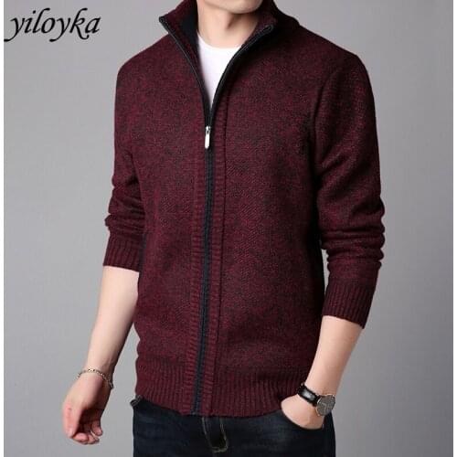 2019 New Turtleneck Sweater Men Autumn Winter Sweater Coats Male Thick Faux Fur Wool Mens Sweater Jackets Casual Zipper Knitwear