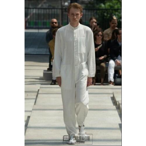 28-46 Spring And Summer New Fashion Casual Pants Mens Youth Jumpsuit Hair Stylist Personality Slim Rompers Plus Size Overalls