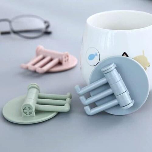 3pcs Creative 3 Branch Rotating Hook Kitchen Bathroom Wall Hook Unmarked Paste Home Plain Color Hook Kitchen Hook U2