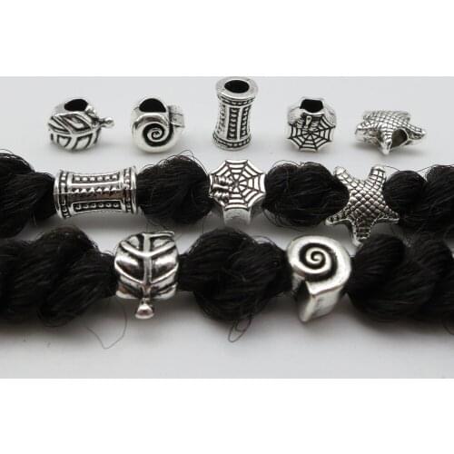 5pcs/pack Tibetan silver viking rune hair braid dread dreadlock beard beads rings tube for hair men women Accessories