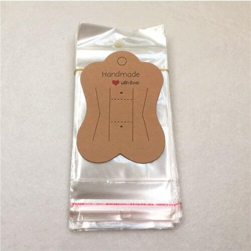 9.5x6.7cm 100 Sets Simple Handmade Hair Accessories Cards Display Novelty Supply Hairpin Headwears 100Pcs Cards +100Pcs Opp Bags