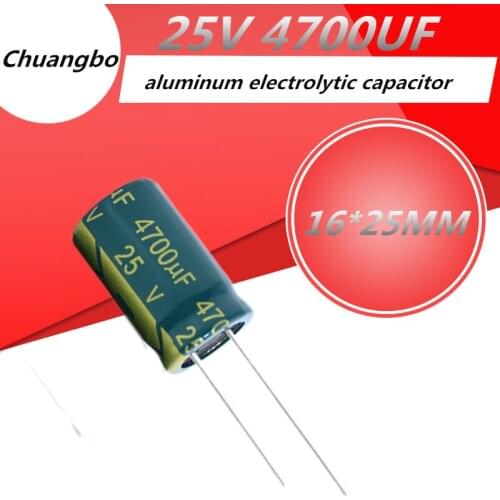 2-10pcs 25V 4700UF 16*25MM Higt quality Low ESR/Impedance high frequency aluminum electrolytic capacitor 16*25MM 25V 4700UF 20