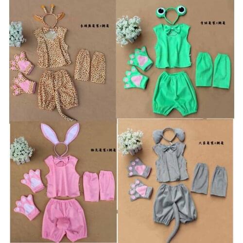 Free shipping,animal costume wolf fox frog zebra pig dog tiger leopard mouse monkey headband gloves clothing tie leg warmer