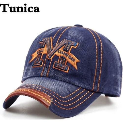 High quality hot sale M letter embroidery caps unisex baseball cap adjustable washable denim backpack hat men women outdoor hats