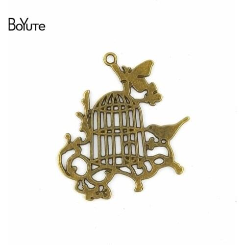 BoYuTe (20 Pieces/Lot) 57*53MM Vintage Bronze Plated Zinc Alloy Bird Cage Charms Pendant fit Bracelet Necklace Diy Metal Jewelry