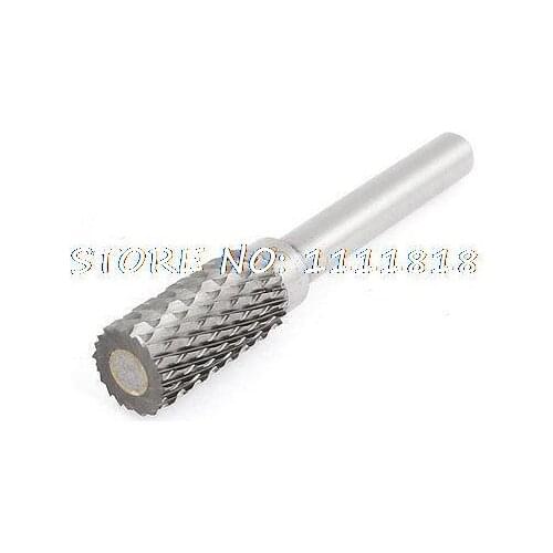 Double Cut 0.39" 10mm Dua Cylinder Tungsten Carbide Bur Rotary File Cutter Bit 2.3" 60mm Shank 6mm