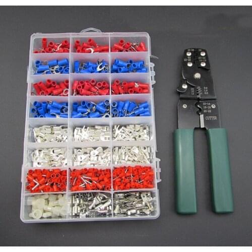Cold pressed wiring terminal Pre insulated terminal Combination set with multifunctional crimping pliers