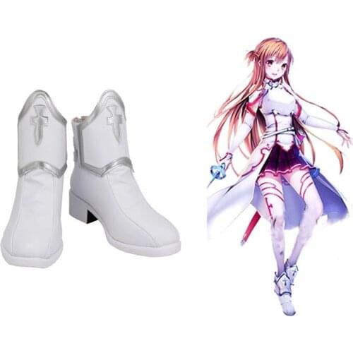Game Sword Art Online Yuuki Asuna Cosplay shoes women SAO Asuna Yuki Role Play Cosplay Boots Anime Women Girs Shoes White