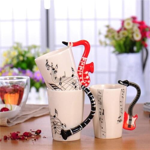 Novelty Guitar Ceramic Cup Personality Music Note Milk Juice Lemon Mug Coffee Tea Cup Home Office Drinkware Unique Gift