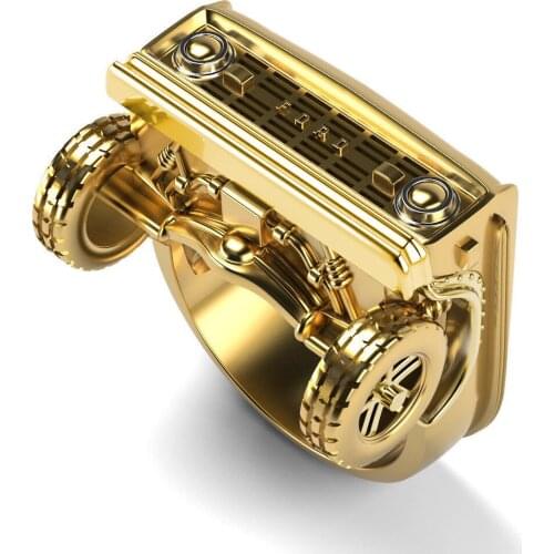 Personality Car Shape Ring Super Cool Classic Ring Gold/Silver Color Truck Finger Ring Anniversary Ring Hip Hop Jewelry