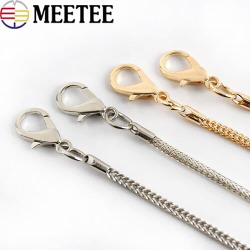 Meetee 1pc/5pcs 113cm 4mm Width Metal Chain Bag Replacement Chain Shoulder Strap Sanp Buckle DIY Hardware Accessory BF409