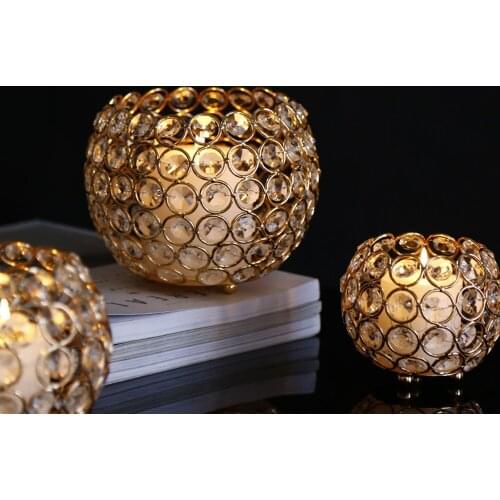 Nordic light luxury electroplating hollow candle holder wedding props crystal ball romantic desktop iron candle cup decoration